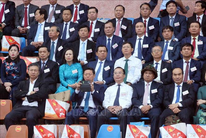 Các đại biểu dự lễ kỷ niệm 70 năm Chiến thắng Điện Biên Phủ. Ảnh: Lâm Khánh - TTXVN