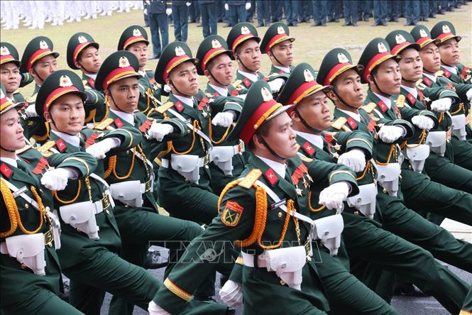 Khối sĩ quan lục quân diễu binh. Ảnh: Lâm Khánh - TTXVN