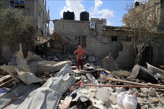Những ngôi nhà bị phá hủy do xung đột Hamas-Israel tại thành phố Rafah, Dải Gaza, ngày 7/5/2024. Ảnh: THX/TTXVN