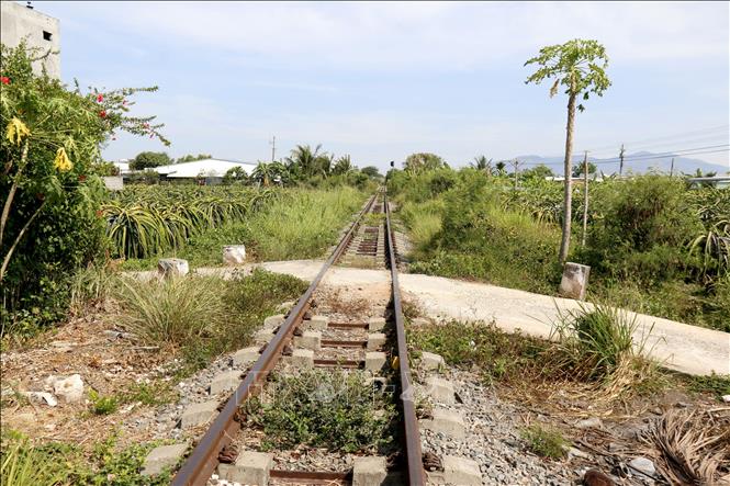 Điểm giao cắt giữa đường sắt và đường ngang dân sinh không có rào chắn tại tỉnh Bình Thuận. Ảnh: Nguyễn Thanh - TTXVN