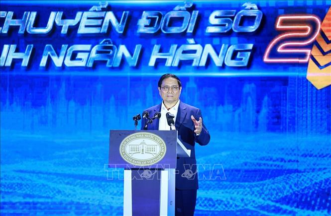 Thủ tướng Phạm Minh Chính, Chủ tịch Ủy ban Quốc gia về chuyển đổi số phát biểu. Ảnh: Dương Giang-TTXVN