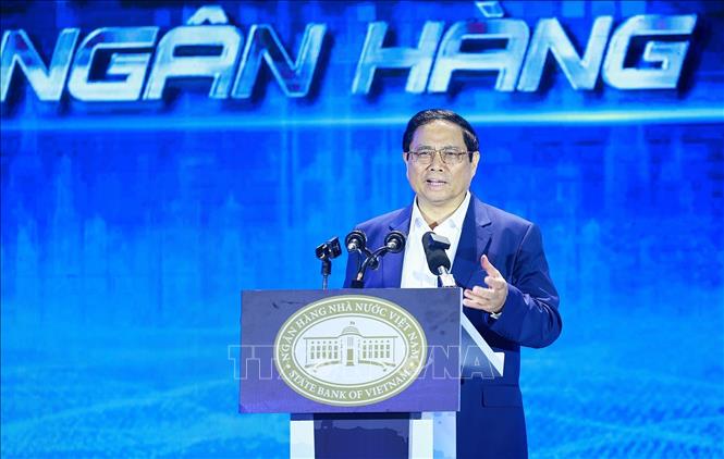 Thủ tướng Phạm Minh Chính, Chủ tịch Ủy ban Quốc gia về chuyển đổi số phát biểu. Ảnh: Dương Giang-TTXVN