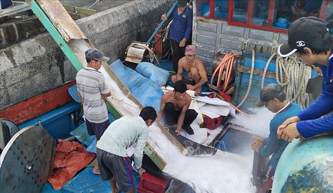 Trung tâm Hậu cần nghề cá đảo Đá Tây quý I năm 2024 cung ứng 26 nghìn cây đá, giúp ngư dân yên tâm đi biển dài ngày, mang lại hiệu quả kinh tế cao. Ảnh: TTXVN