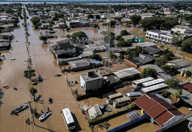 Ngập lụt tại bang Rio Grande do Sul, miền Nam Brazil ngày 9/5/2024. Ảnh: AFPTTXVN