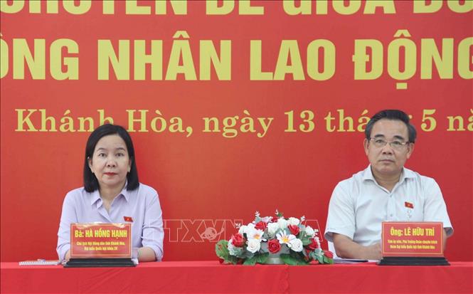 Đoàn Đại biểu Quốc hội tỉnh chủ trì hội nghị tiếp xúc cử tri chuyên đề giữa Đoàn Đại biểu Quốc hội với công nhân, lao động năm 2024 . Ảnh: Phan Sáu - TTXVN