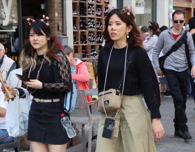 Du khách đến với Lễ hội Mèo cũng vẽ mặt mèo phù hợp với không khí lễ hội. Ảnh: Hương Giang - PV TTXVN tại Bỉ