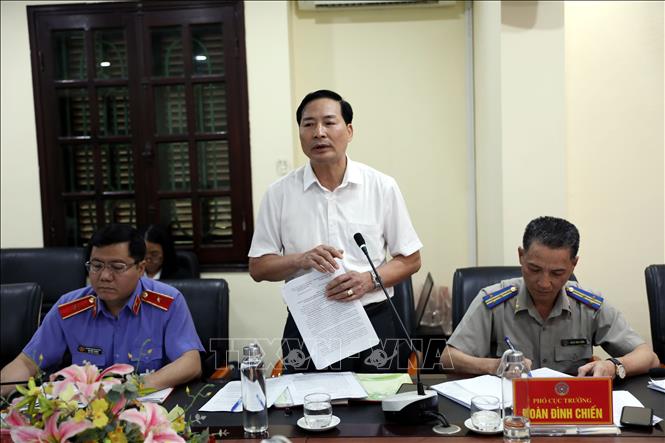 Đại diện Tòa án Nhân dân tỉnh Hải Dương phát biểu tại buổi giám sát. Ảnh: Mạnh Tú - TTXVN