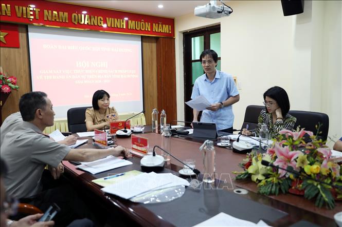 Đại biểu Quốc hội Bùi Sỹ Hoàn phát biểu tại buổi giám sát. Ảnh: Mạnh Tú - TTXVN