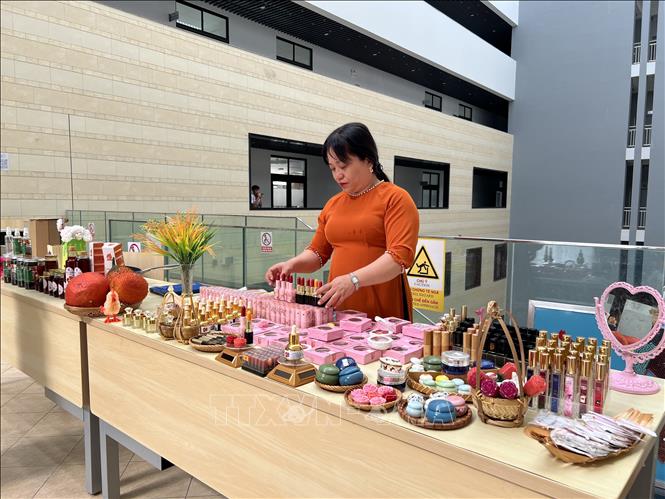 Displaying start-up local products that are environment-friendly and climate-tolerant. VNA Photo: Ánh Tuyết