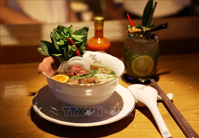 A bowl of traditional pho at Pot Au Pho restaurant. VNA Photo: Hồng Đạt