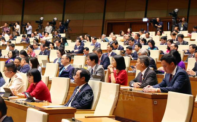 Đoàn Đại biểu Quốc hội tỉnh Hải Dương tham dự phiên khai mạc Kỳ họp thứ 7, Quốc hội khoá XV. Ảnh: TTXVN