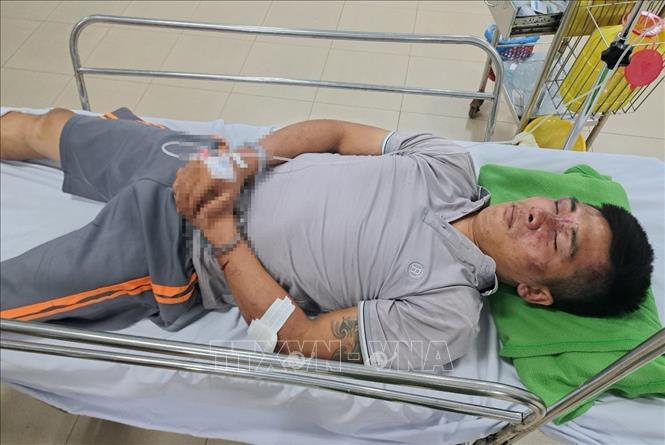 Đối tượng Hải bị bắt giữ sau khi gây án. Ảnh: TTXVN phát.