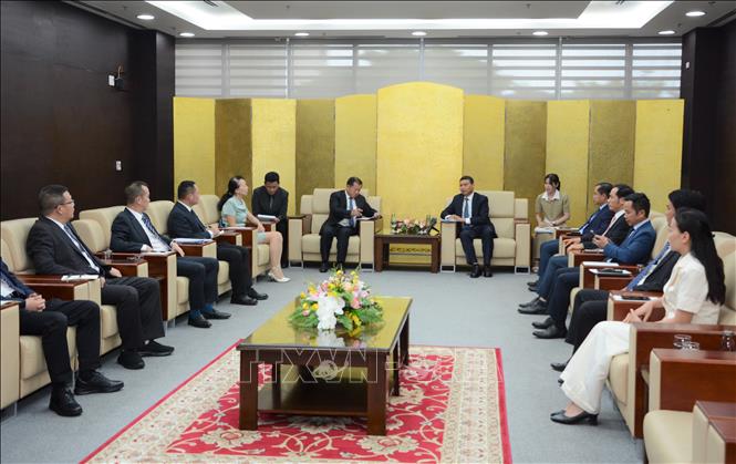 Vice Chairman of the People’s Committee of Da Nang city Ho Ky Minh receives on May 20 for Zhou Xianyi, Secretary of the Party Committee of the Tianfu New Area in Sichuan of China. VNA Photo: Văn Dũng