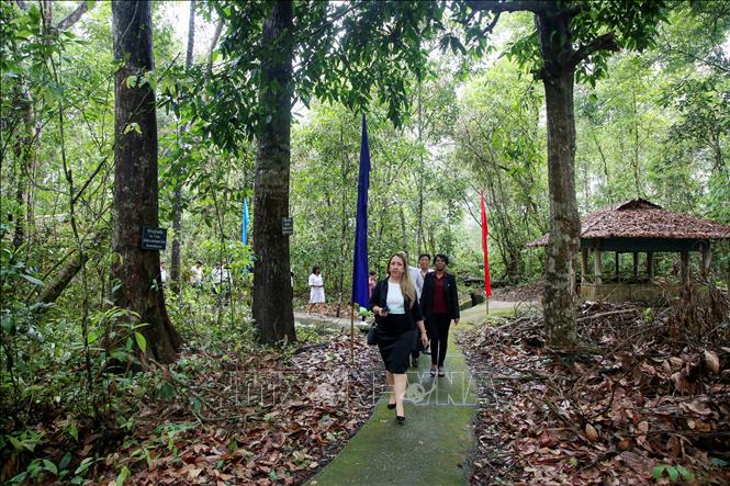 Đoàn Tổng Lãnh sự quán Cuba tại Thành phố Hồ Chí Minh đến thăm và tìm hiểu về nơi ở, làm việc của Đại sứ Cộng hoà Cuba. Ảnh: Giang Phương - TTXVN