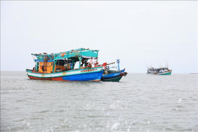Fishing boats return after offshore voyages to Doc River port, Tran Van Thoi district. VNA Photo: Hồng Đạt