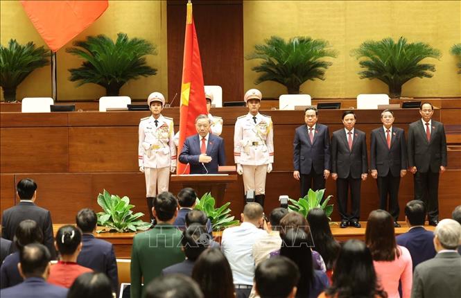 President To Lam in the swearing-in ceremony in Hanoi on May 22. VNA Photo