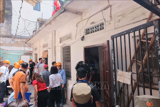 Căn nhà gia đình bà Phạm Thị Trúc (nằm trong số 36A Trần Hưng Đạo) trong diện cưỡng chế. Ảnh: Hoàng Hiếu - TTXVN