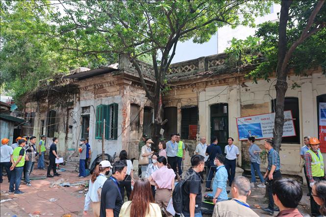Khu vực bị cưỡng chế thu hồi đất tại số nhà 36A Trần Hưng Đạo. Ảnh: Hoàng Hiếu - TTXVN