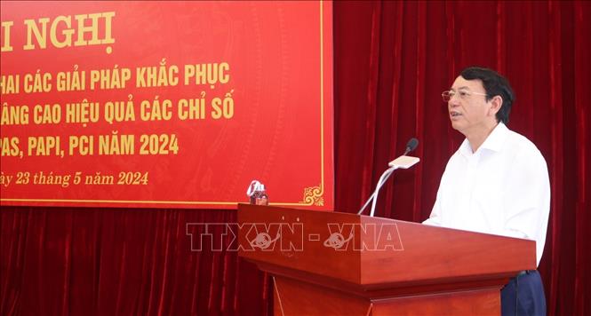 Chủ tịch UBND tỉnh Cao Bằng Hoàng Xuân Ánh phát biểu. Ảnh: Chu Hiệu-TTXVN