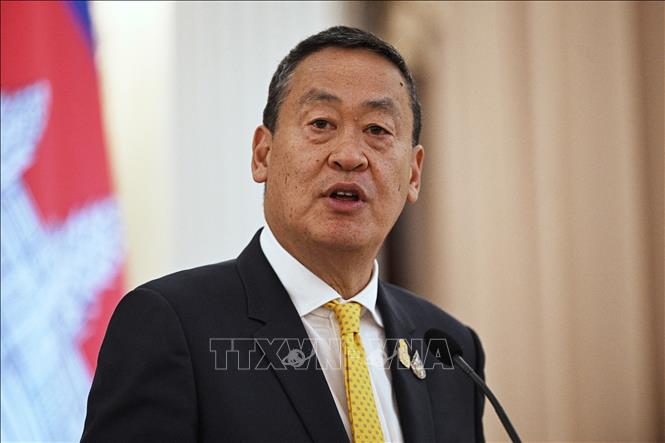 Thủ tướng Thái Lan Srettha Thavisin trong cuộc họp báo ở Bangkok ngày 7/2/2024. Ảnh: AFP/TTXVN
