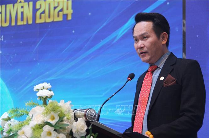 Chủ tịch Hội Doanh nhân trẻ Việt Nam Đặng Hồng Anh phát biểu tại chương trình xúc tiến thương mại. Ảnh: Phan Sáu - TTXVN  