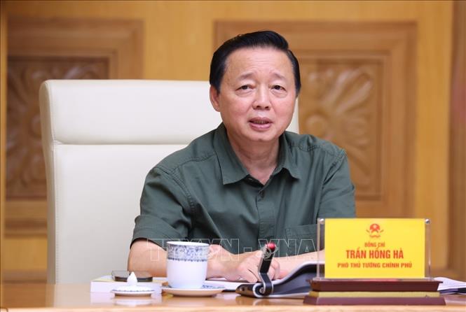 Phó Thủ tướng Trần Hồng Hà phát biểu chỉ đạo cuộc họp. Ảnh: Văn Điệp - TTXVN