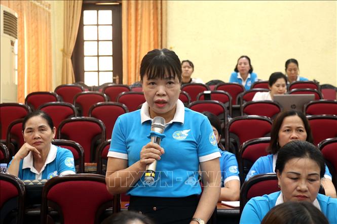 Đại diện Hội Liên hiệp Phụ nữ các cấp phát biểu ý kiến tại Hội nghị. Ảnh: Đinh Văn Nhiều-TTXVN