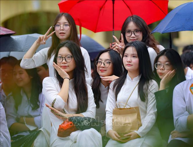 Học sinh trường THPT Việt Đức tại lễ bế giảng năm học 2023 - 2024. Ảnh: Thanh Tùng - TTXVN