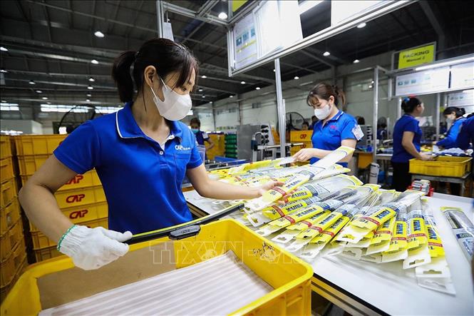 Khu Công nghiệp Lương Sơn hiện có 520 công nhân đang làm việc. Mỗi năm, công ty đóng góp cho ngân sách nhà nước khoảng 4 tỷ đồng. Ảnh: Trọng Đạt-TTXVN