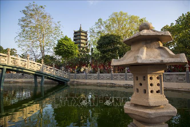 A peaceful scenery inside Thien Lam - Go Ken pagoda. VNA Photo: Giang Phương
