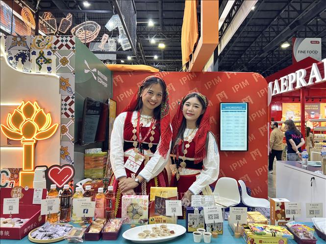 Một gian hàng của Ma Cao (Trung Quốc) tại Hội chợ Thaifex-Anuga Asia 2024. Ảnh: Đỗ Sinh – PV TTXVN tại Thái Lan 