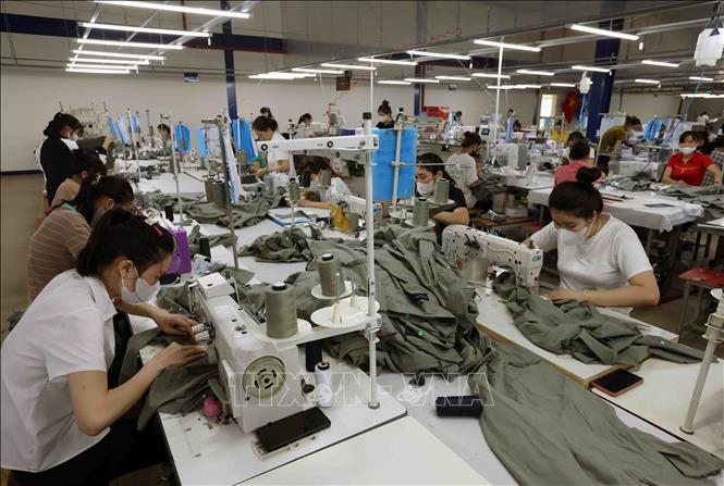 May hàng xuất khẩu sang thị trường Nhật Bản ở Xí nghiệp may Hà Tĩnh tại Khu công nghiệp Vũng Áng 1 (Khu kinh tế Vũng Áng). Ảnh: Vũ Sinh - TTXVN