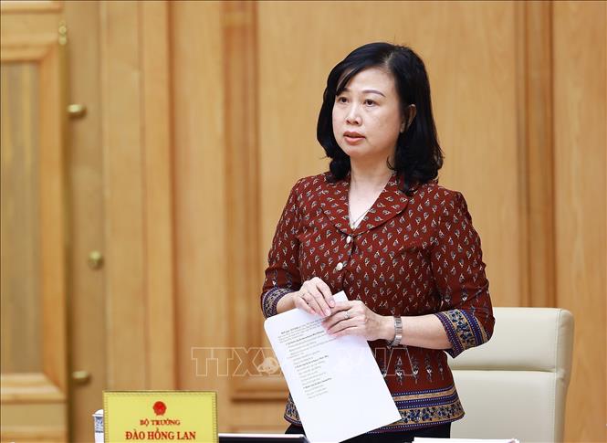 Minister of Health Dao Hong Lan speaks at the Government’s regular meeting. VNA Photo: Dương Giang