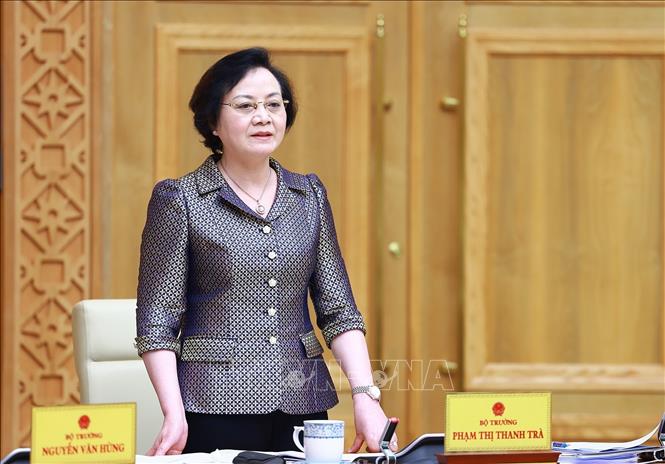 Minister of Home Affairs Pham Thi Thanh Tra speaks at the Government’s regular meeting. VNA Photo: Dương Giang