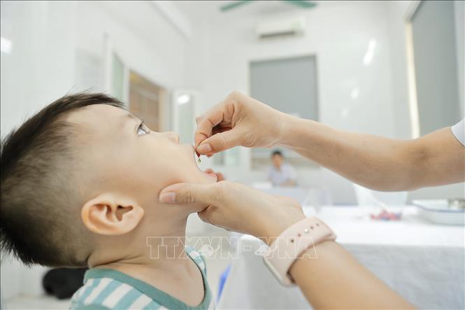 Đối tượng được bổ sung vitamin A là trẻ từ 6 đến 35 tháng tuổi đang có mặt tại địa phương. Ảnh: Minh Quyết - TTXVN