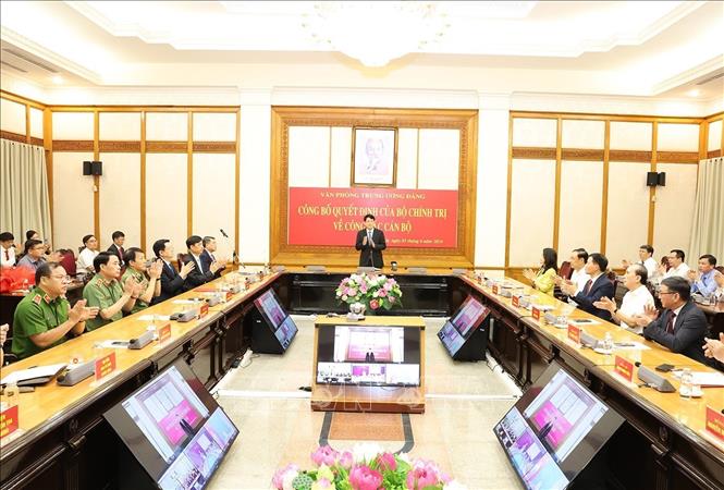 Đại tướng Lương Cường, Ủy viên Bộ Chính trị, Thường trực Ban Bí thư phát biểu tại buổi lễ. Ảnh: Trí Dũng – TTXVN