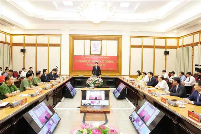 Đại tướng Lương Cường, Ủy viên Bộ Chính trị, Thường trực Ban Bí thư phát biểu tại buổi lễ. Ảnh: Trí Dũng –TTXVN