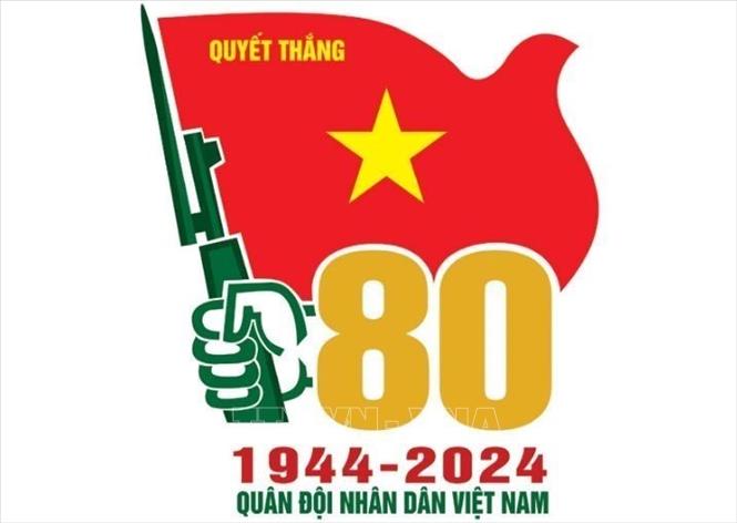 Mẫu biểu trưng Kỷ niệm 80 năm Ngày thành lập QĐND Việt Nam và 35 năm Ngày hội Quốc phòng toàn dân. Ảnh: TTXVN phát