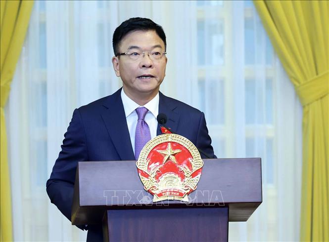 Phó Thủ tướng Lê Thành Long phát biểu. Ảnh: Nhan Sáng-TTXVN