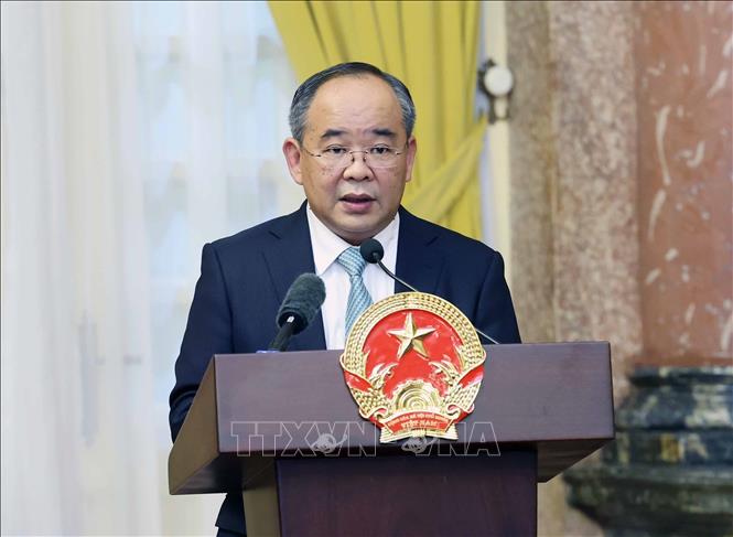 Chủ nhiệm Văn phòng Chủ tịch nước Lê Khánh Hải phát biểu. Ảnh: Nhan Sáng-TTXVN