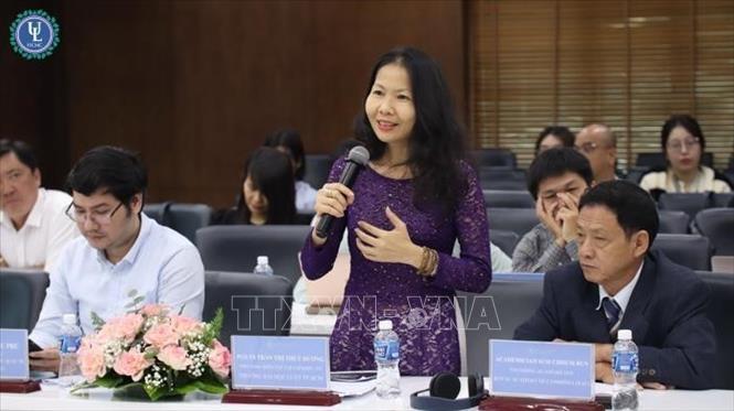 Đại biểu tham dự phát biểu tại hội thảo. Ảnh: Thanh Vũ-TTXVN 