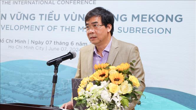 Tiến sỹ Lê Trường Sơn, Hiệu trưởng trường Đại học Luật Thành phố Hồ Chí Minh phát biểu tại hội thảo. Ảnh: Thanh Vũ-TTXVN 