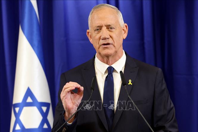 Bộ trưởng Israel Benny Gantz phát biểu trên truyền hình, tuyên bố rút khỏi Nội các chiến tranh, ngày 9/6/2024. Ảnh: AFP/TTXVN