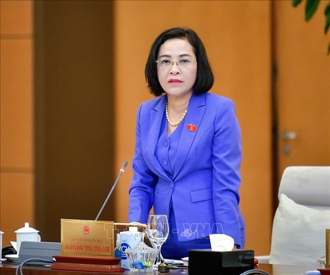 Phó Chủ tịch Quốc hội Nguyễn Thị Thanh phát biểu tại phiên họp. Ảnh: Phương Hoa – TTXVN
