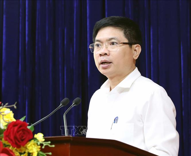 Chủ tịch UBND tỉnh Hà Nam Trương Quốc Huy phát biểu. Ảnh: Đại  Nghĩa - TTXVN