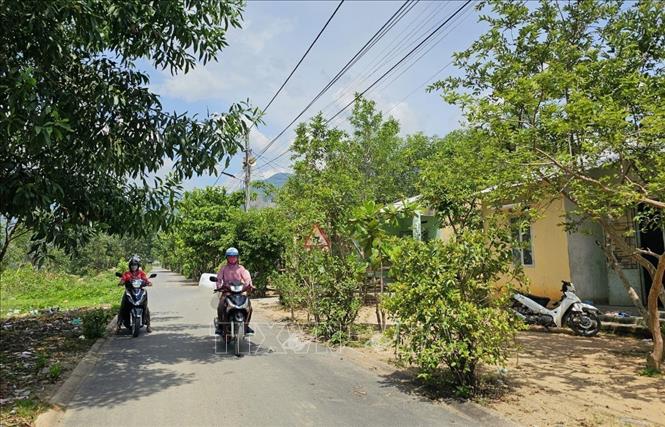 Đường dân sinh trong khu tái định cư Bố Lang, xã Sơn Thái, huyện Khánh Vĩnh, tỉnh Khánh Hòa được trải nhựa đường sạch đẹp. Ảnh: TTXVN phát