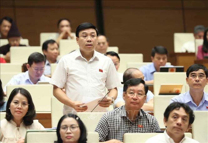 Đại biểu Quốc hội tỉnh Vĩnh Phúc Nguyễn Văn Mạnh phát biểu. Ảnh: An Đăng - TTXVN