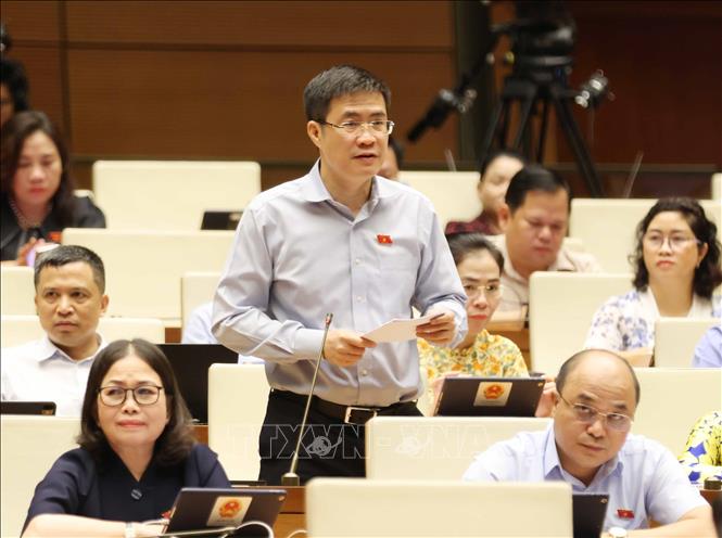 Đại biểu Quốc hội tỉnh Nghệ An Hoàng Minh Hiếu phát biểu. Ảnh: Phương Hoa – TTXVN