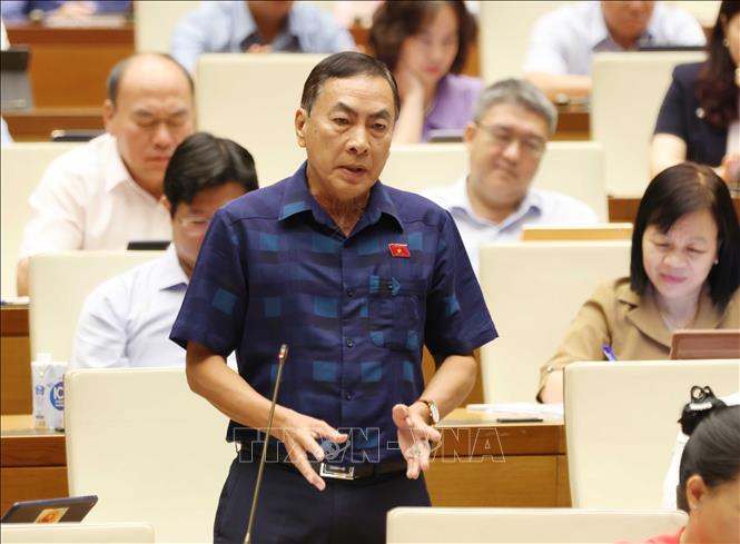 Đại biểu Quốc hội tỉnh Đồng Tháp Phạm Văn Hoà phát biểu ý kiến. Ảnh: Phương Hoa – TTXVN 