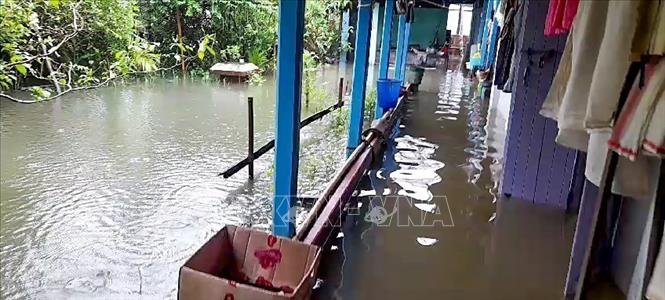 Ngập lụt sau những trận mưa lớn tại Karimganj, Ấn Độ ngày 18/6/2024. Ảnh: ANI/TTXVN